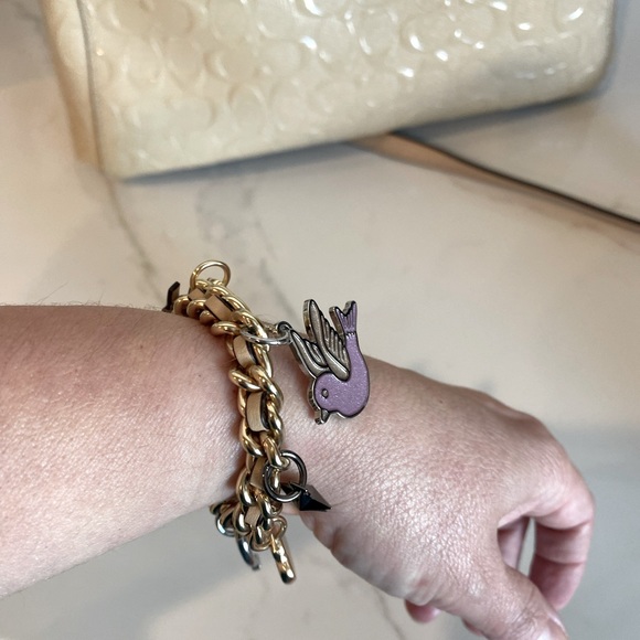 NWOT Coach Signature Platinum Patent Leather Small Margot Embossed Satchel - Picture 3 of 15